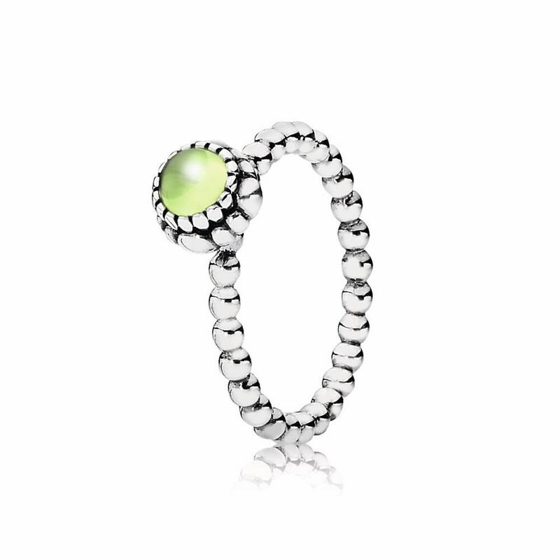 Pandora Birthday Blooms Ring August - Sterling Silver/Green/Peridot - Canada | TY9772XA